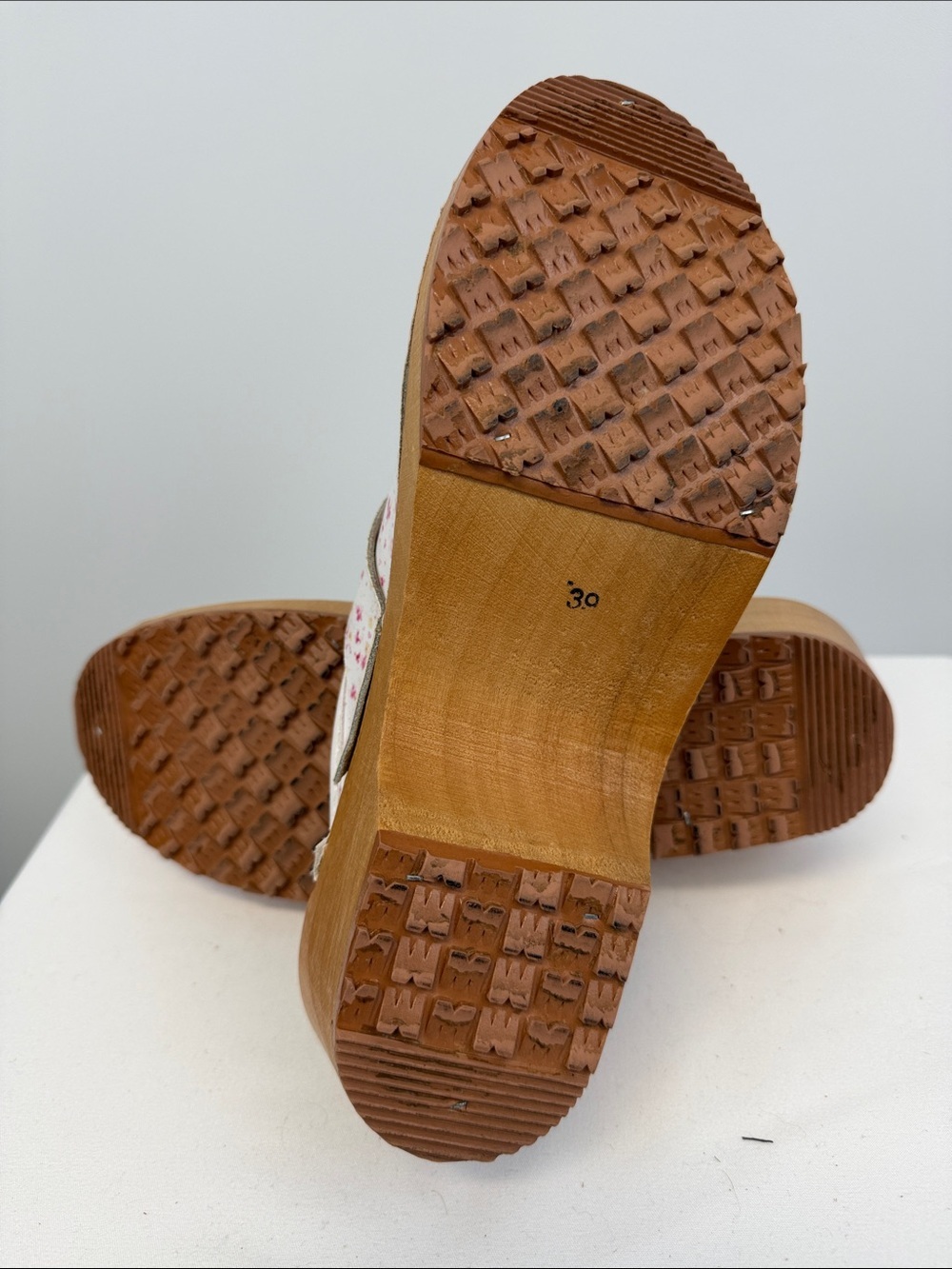 Bjork Lilly Floral Leather Wood Open Back Swedish Clogs EU 39 US 8.5 - Picture 3 of 6